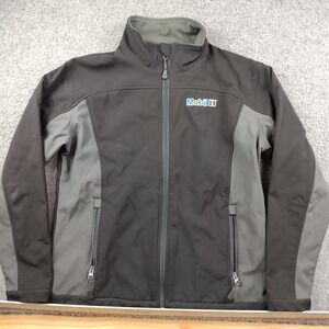 Mobil 1 Softshell Jacket Womens Medium Black Grey Full Zip Fleece